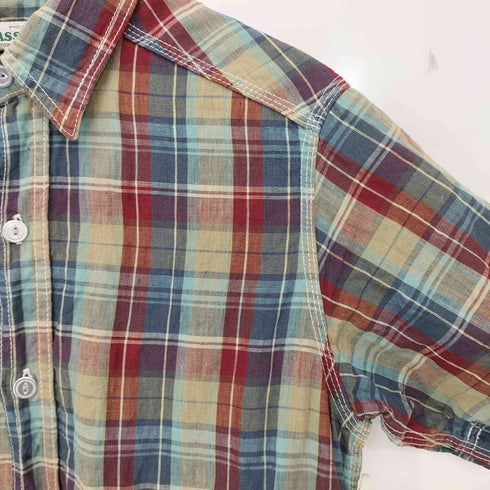 ササフラス SASSAFRAS リネン ガーデナー 半袖チェックシャツ メンズ import:S